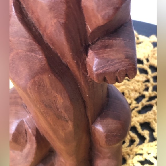 VTG Hand Carved Wooden Cat Statue Figurine Accent Piece - Picture 7 of 13